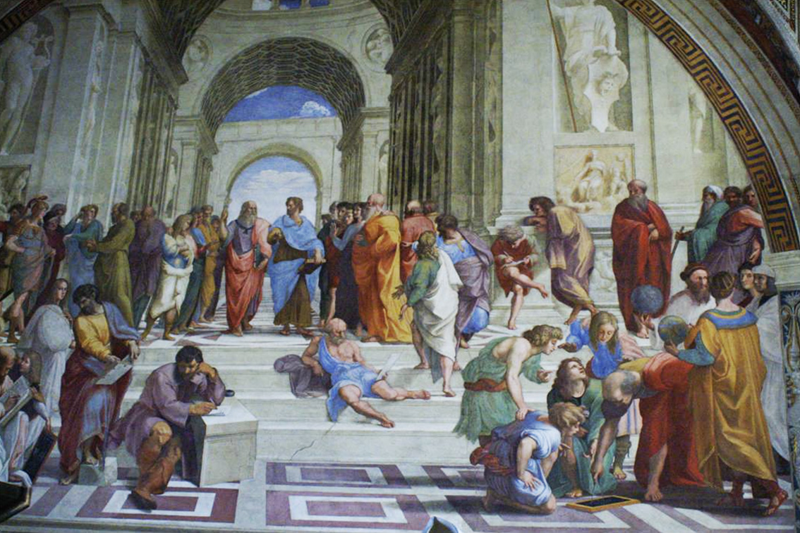 L'école d'Athènes peinte par Raphaël au palais du Vatican